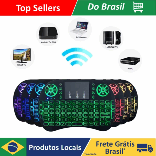 Mini Teclado Controle Sem Fio Para Smart Tv Tv Box Pc - Imagem 4